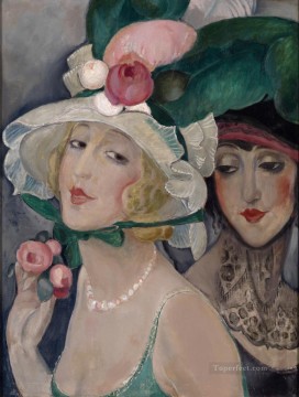two boys singing Painting - Two Cocottes with Hats Lili and friend Gerda Wegener